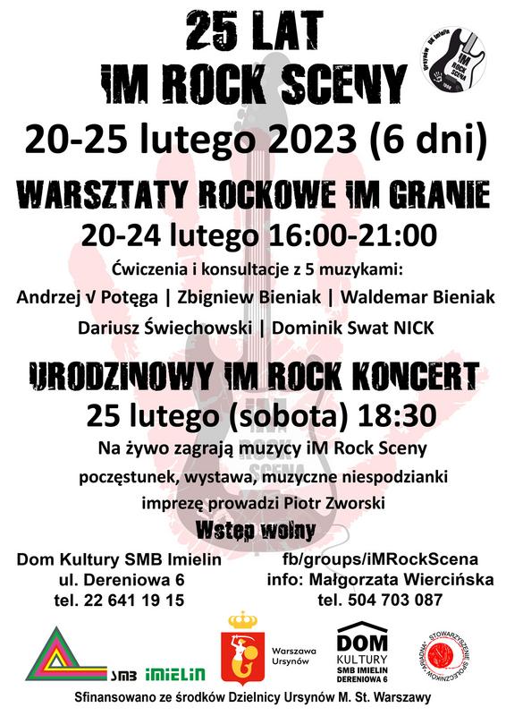 Warsztaty Rockowe iM Granie -ZIMA 2023. Wstęp wolny.